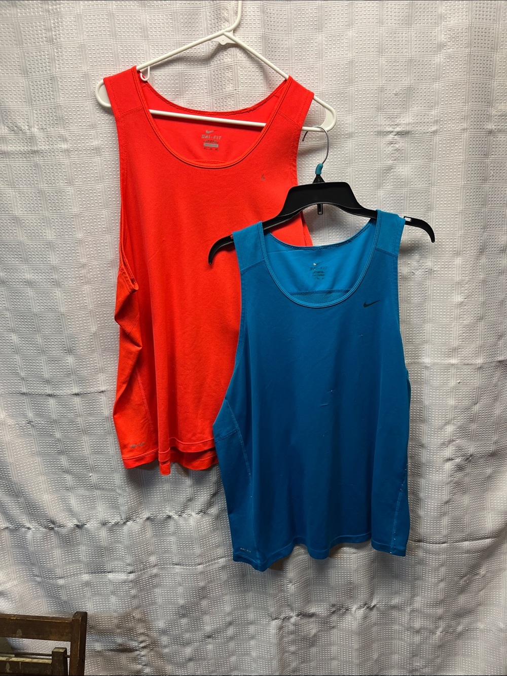 Nike Women's Red and Blue Athletic Tank Tops Duo